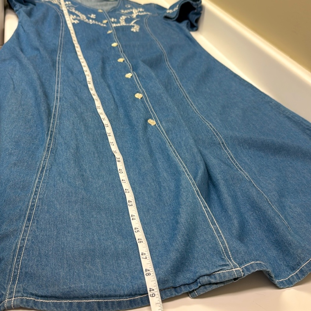 Denim Jazz Vintage Embroidered Button Front Denim Midi Dress | size 1X | EUC - Picture 10 of 10